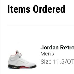 JORDAN RETRO 5 ORDER CONFIRMED